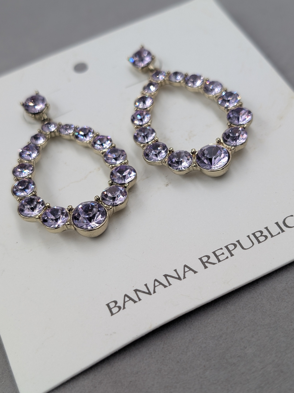 Banana Republic Lavender Crystal Teardrop Statement Earrings | 1105